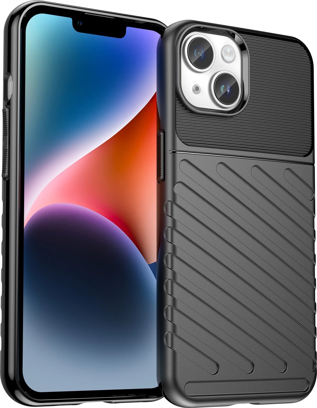 Mbështjellës iPhone 14 Plus Hurtel Thunder Case, i zi