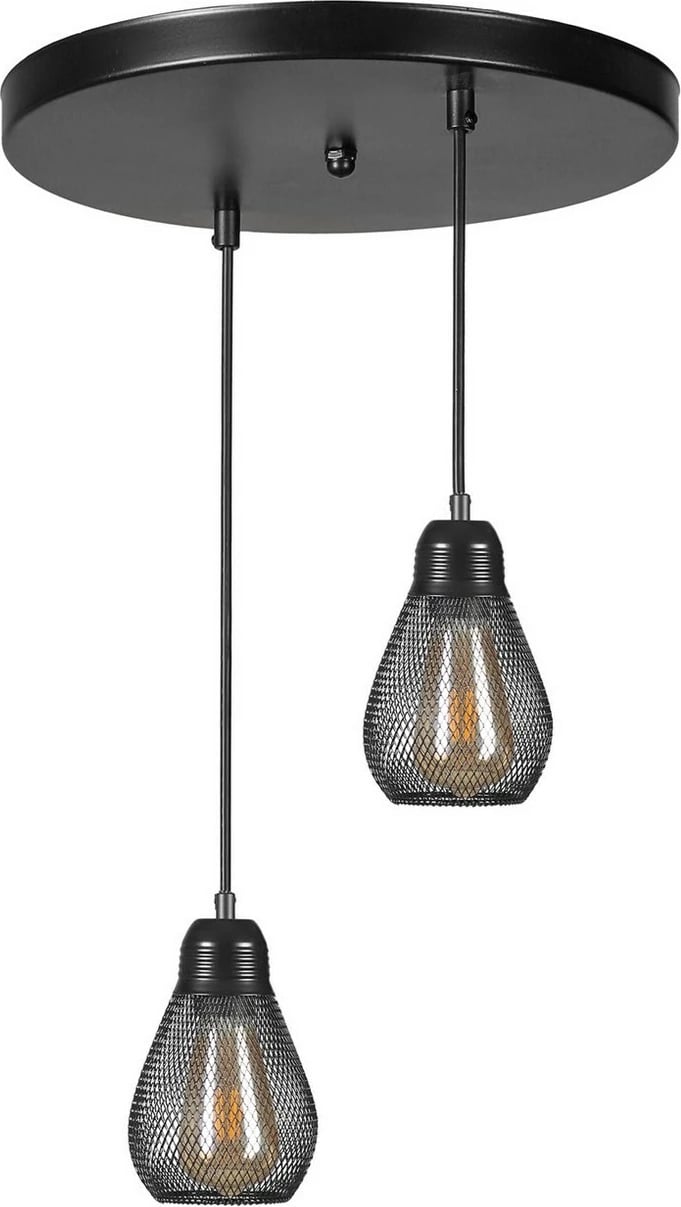 Llambë tavani Opviq, dy ampula, metal i zi, tepsi