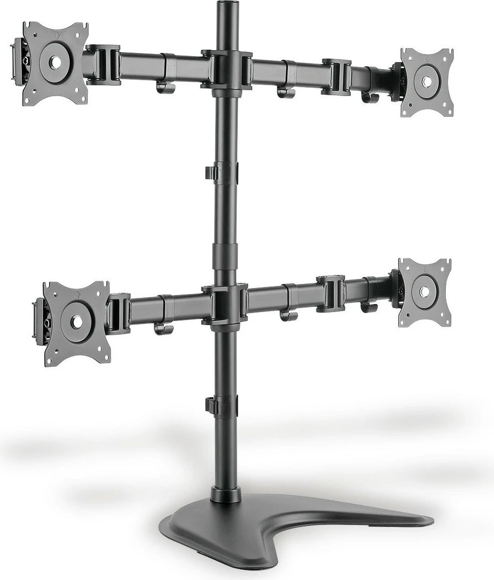 Mbajtës universal për 4 monitorë Digitus, stand/clamp, VESA 100x100, deri 27", i zi