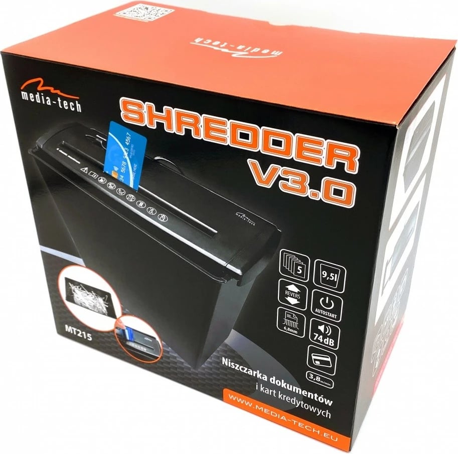 Shkatërrues dokumentesh Media-Tech MT215V3.0, 9.5L, i zi