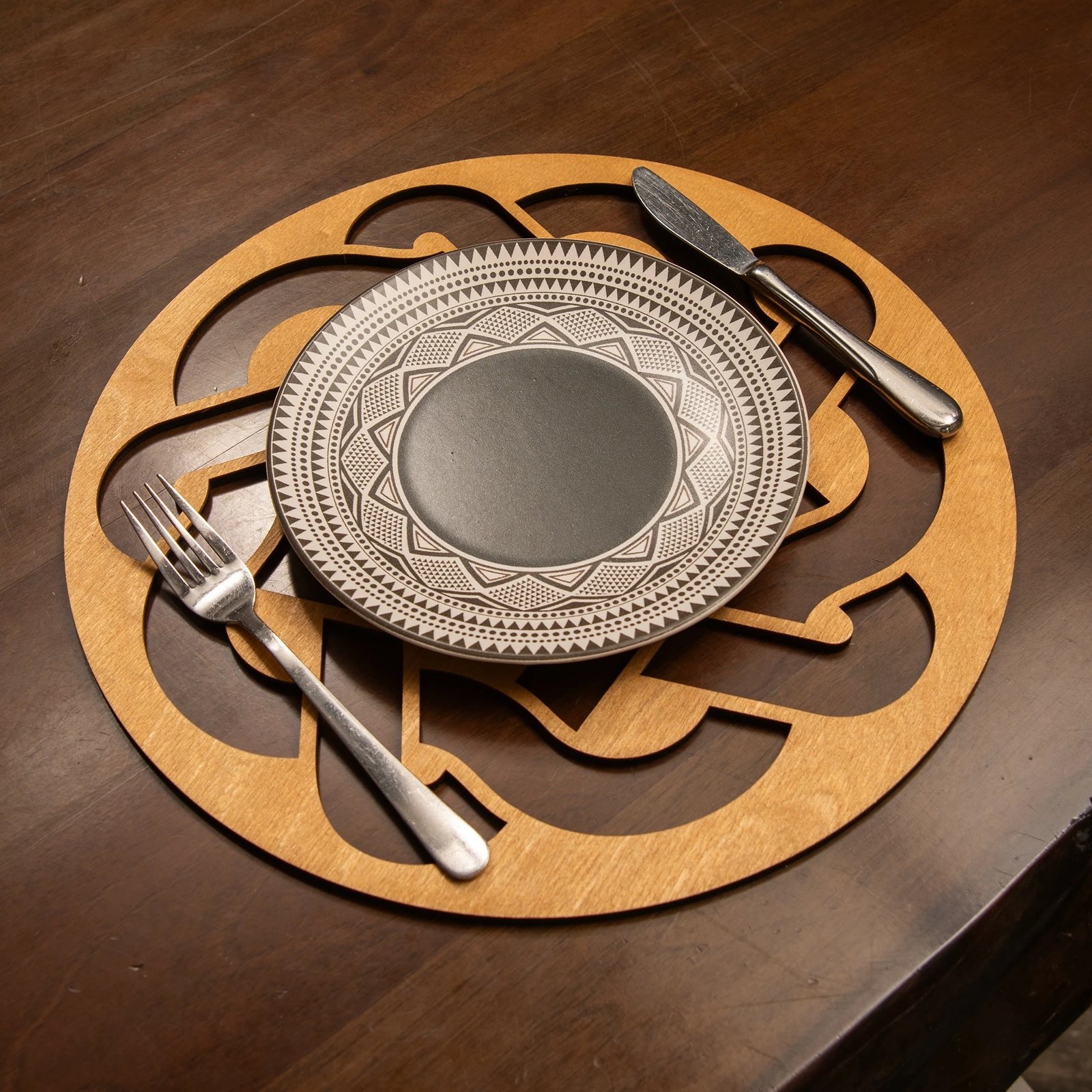 Set nënshtrues tavoline prej druri, Hermia, Don, ngjyrë mjaltë, 4 copë