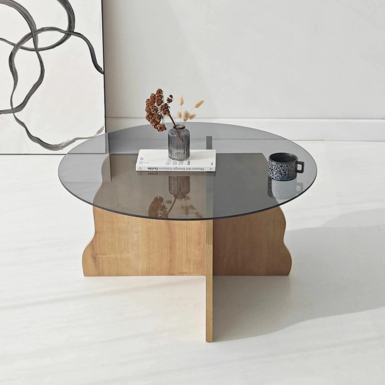 Tavolinë kafeje Skye Decor, Butterfly, ngjyrë lis safir, fume