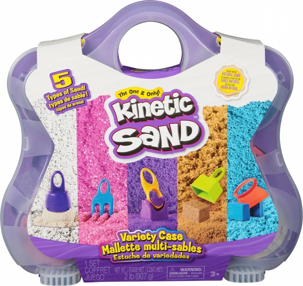 Set rërë kinetike Spin Master Kinetic Sand Sensory Box, 5 ngjyra, me valixhe