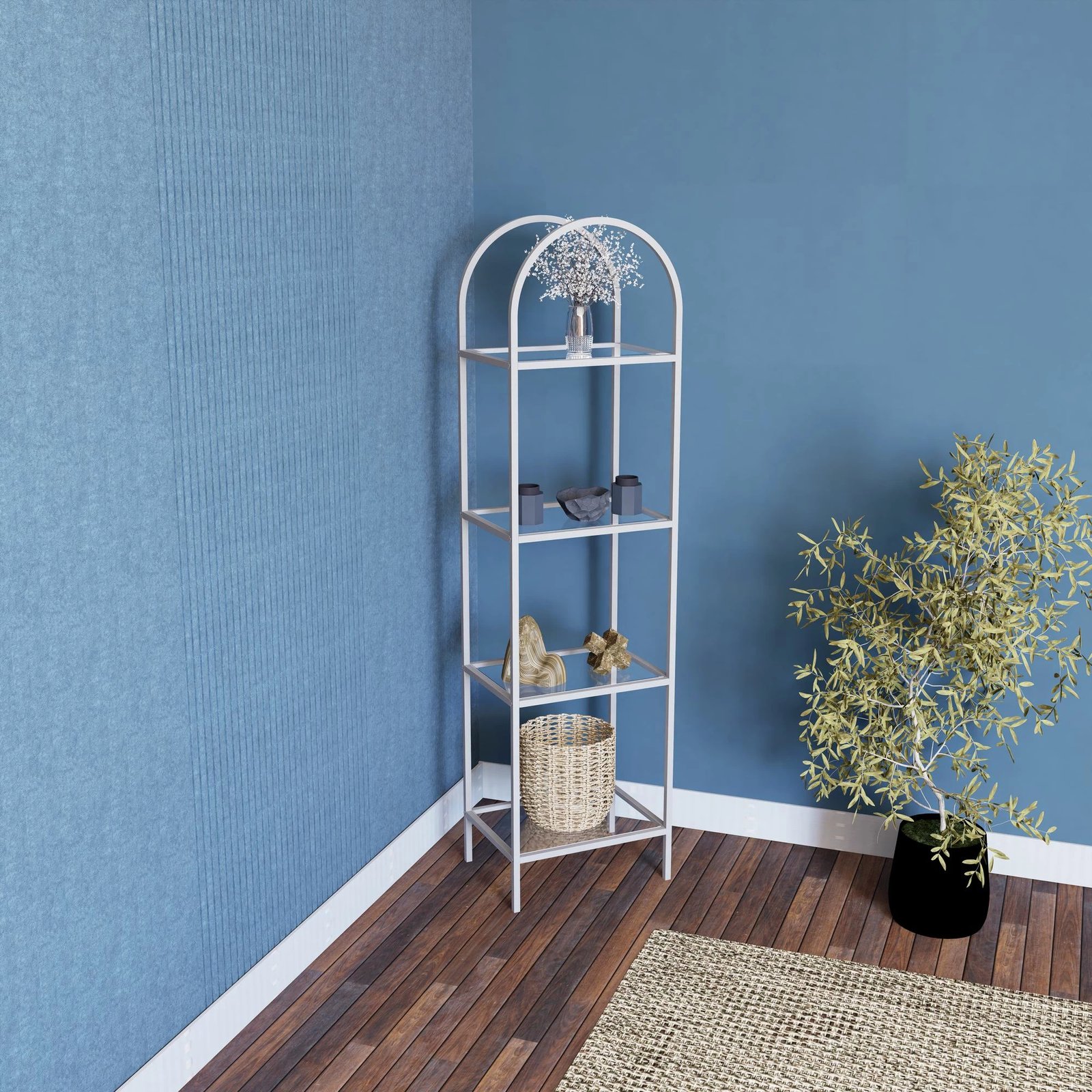 Raft librash Hanah Home, Mona 40, bardhë, fume