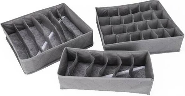 Set organizator NEXT 3 copë, për të brendshme, Gri