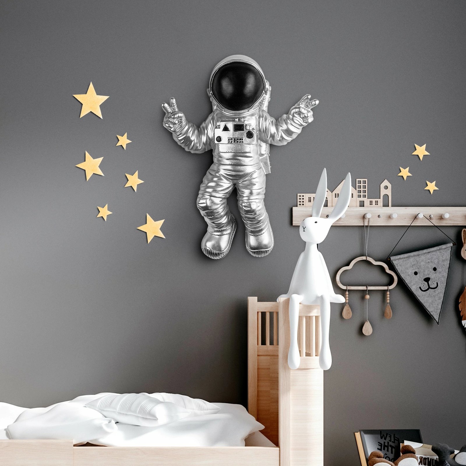 Aksesor dekorativ për mur, Wallity Cosmonaut 7, shumëngjyrësh, 35x47x10cm