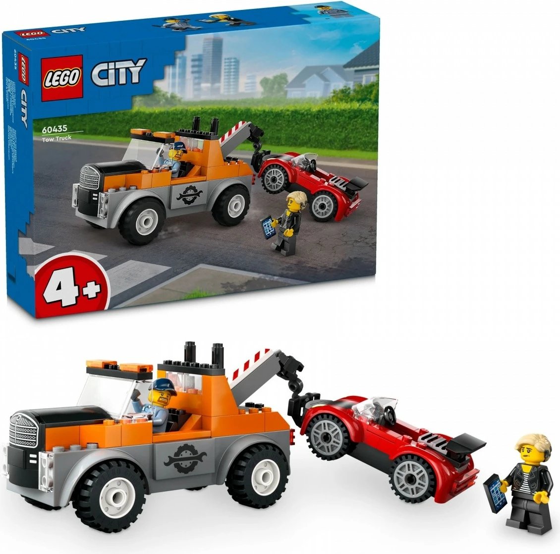 Set lodrash LEGO City 60435, Kamion tërheqës dhe veturë sportive, 101 pjesë, për fëmijë