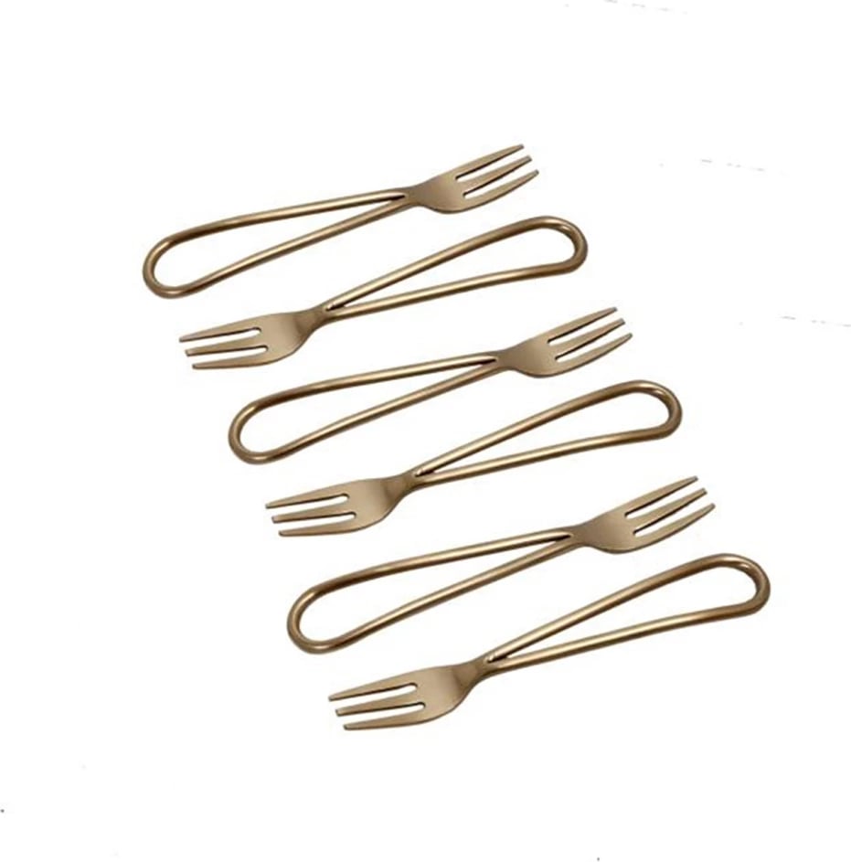Set pirunash ëmbëlsirash, 6 copë, ngjyrë ari, çelik, 13x2x1cm