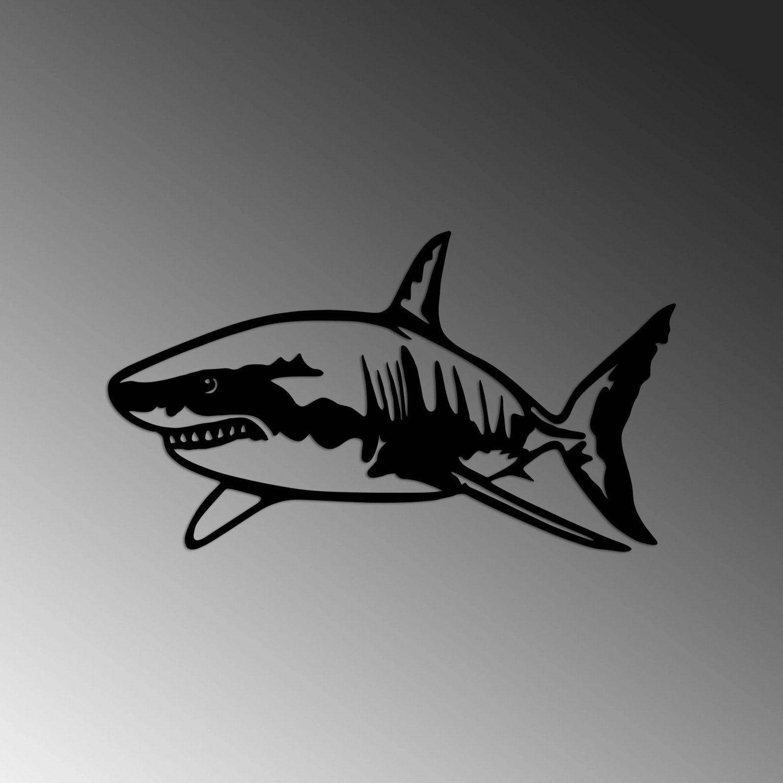 Aksesor dekorativ metalik për mur, peshkaqen, Wallity, i zi, 50x28cm