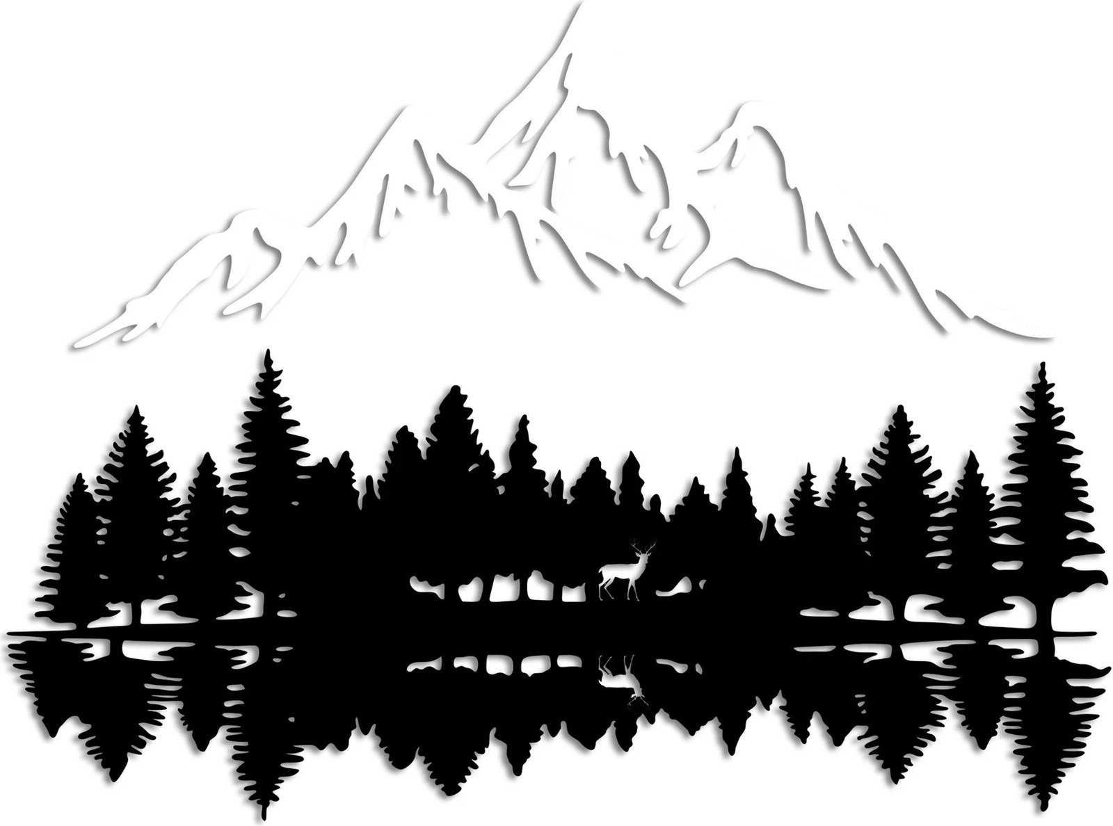 Aksesor dekorativ metalik për mur, dizajn natyrë dhe male, Wallity - 12