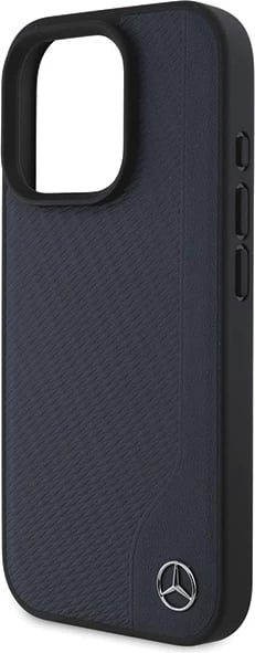 Mbështjellës Mercedes MB Wood Imitation Leather MagSafe për iPhone 16 Pro Max, Blu