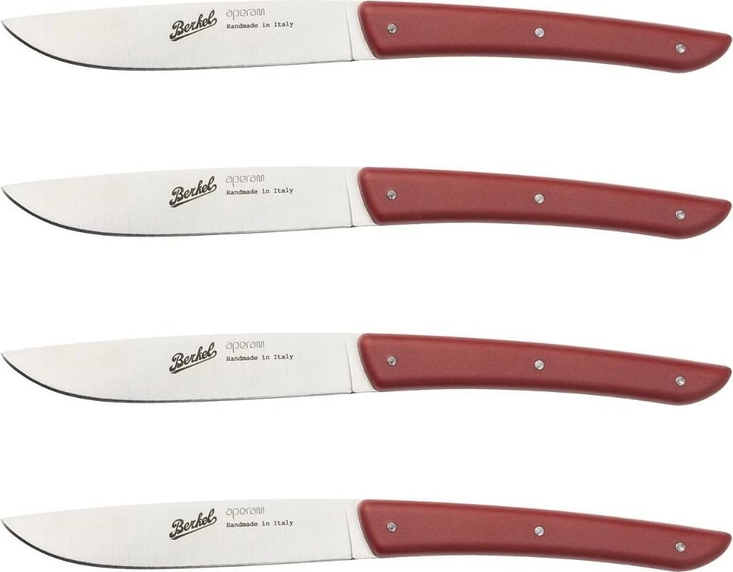 Set thika steak Berkel 4 copë, çelik inox, dorezë e kuqe