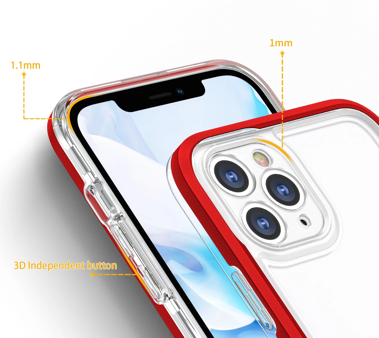 Mbështjellës Hurtel Hybrid Armor Clear 3in1 për iPhone 11 Pro Max, Transparent, Kuq