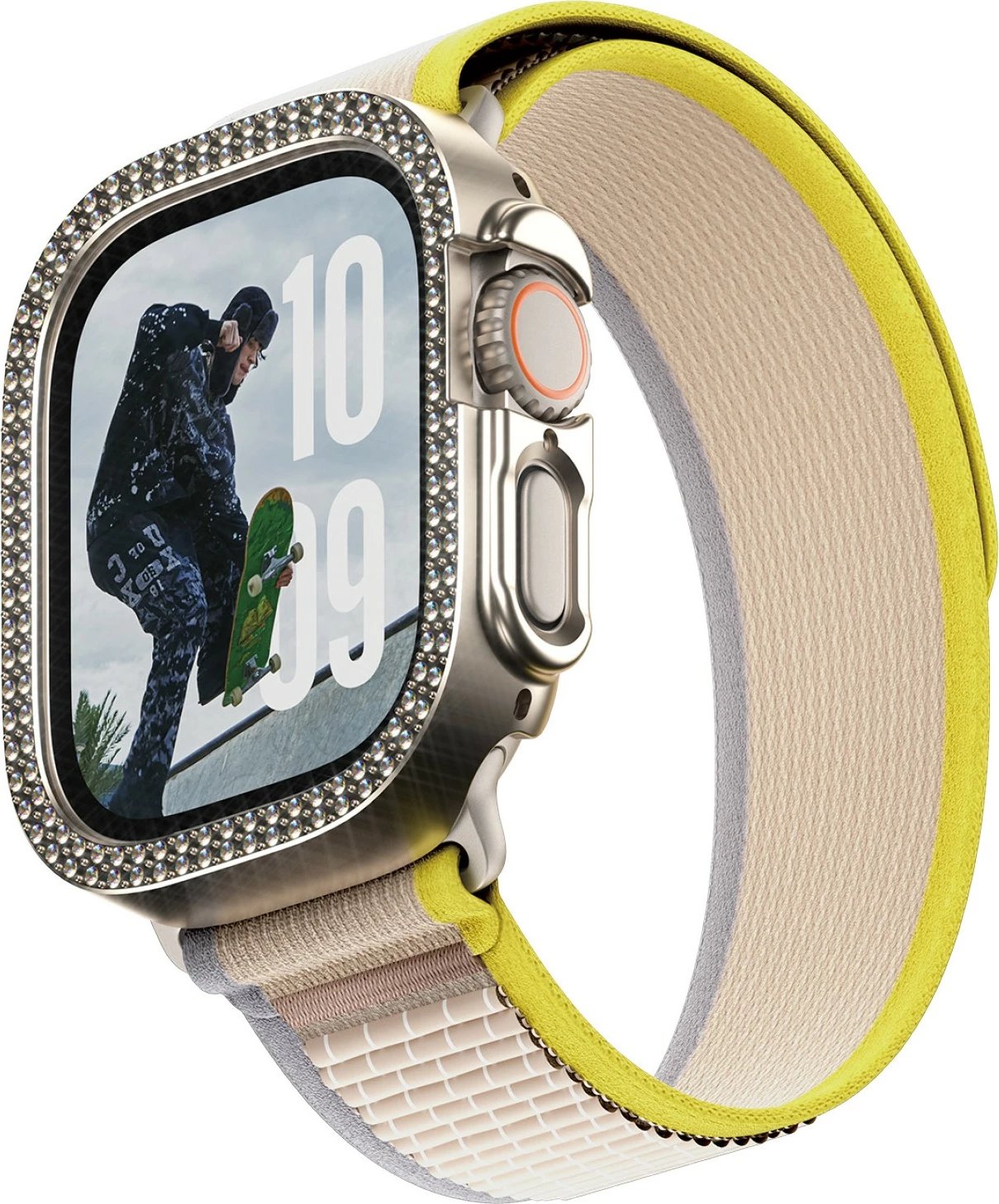 Mbështjellës PanzerGlass SAFE Bling Bumper për Apple Watch Ultra 2, transparent gold