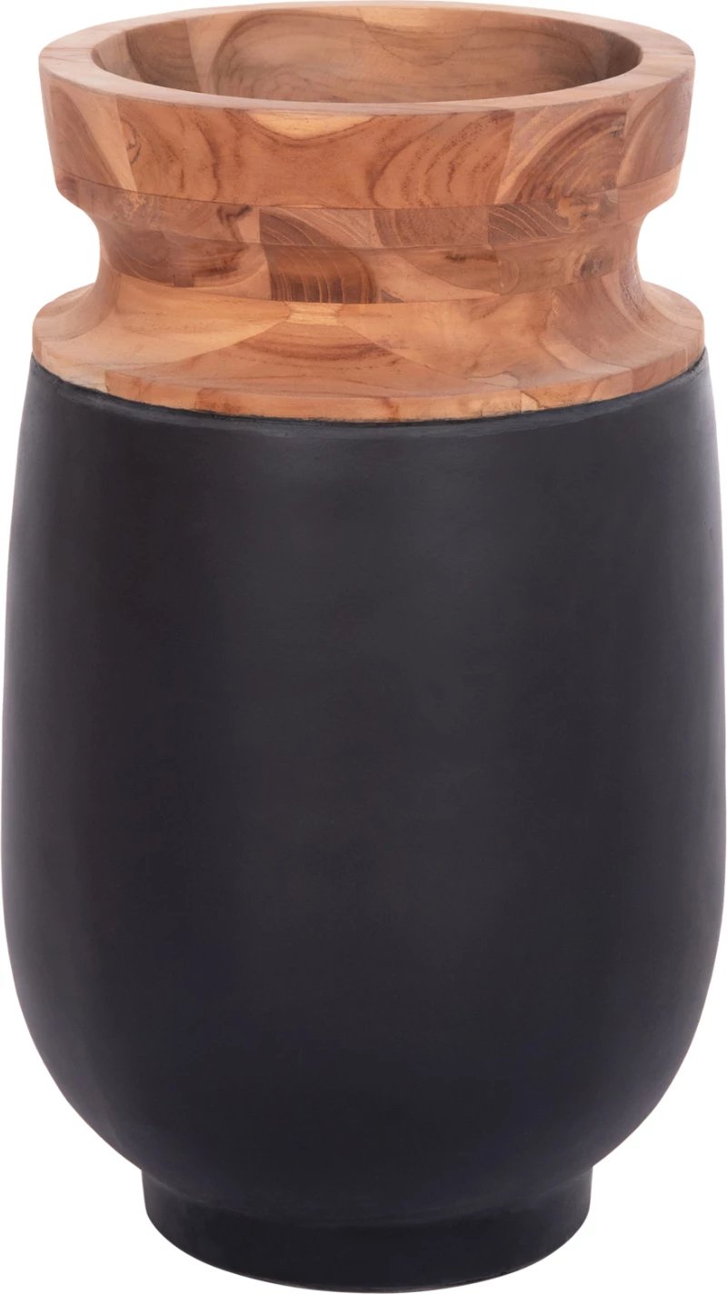 Vazo dekorative për dysheme LINTER, fibër-cement, ngjyrë e zezë, dru tik, FH4662.01S, 34x60cm