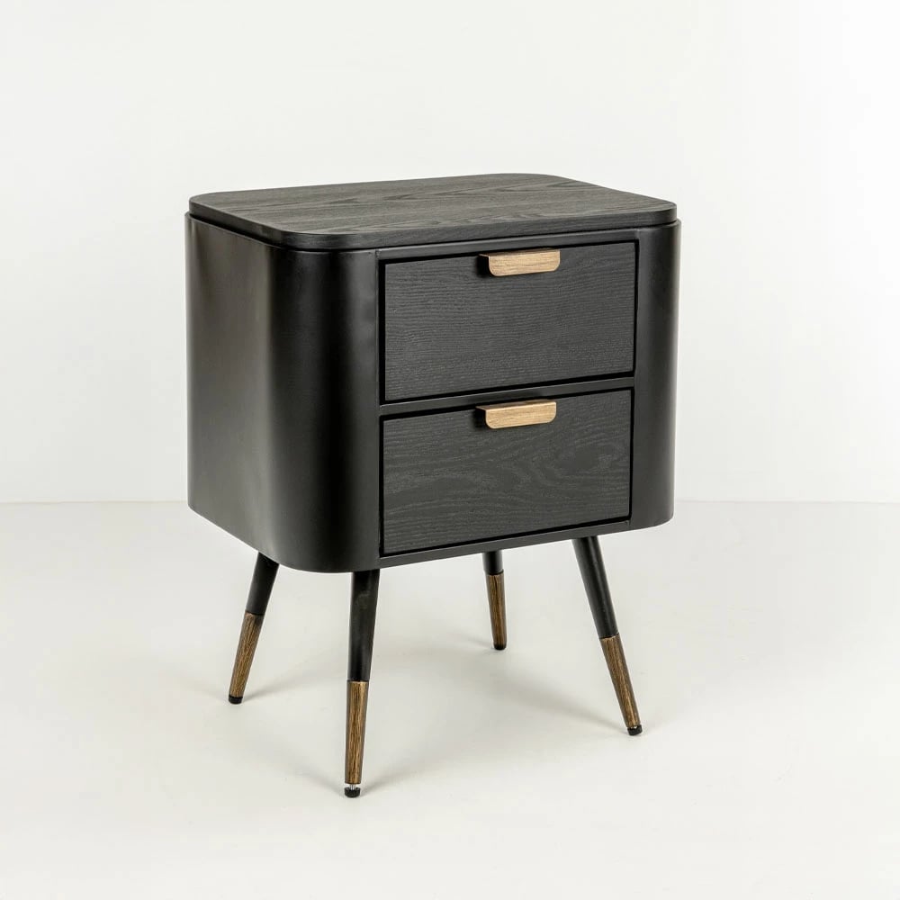 Komodinë Colombo, e zezë me të artë, 50x39x63