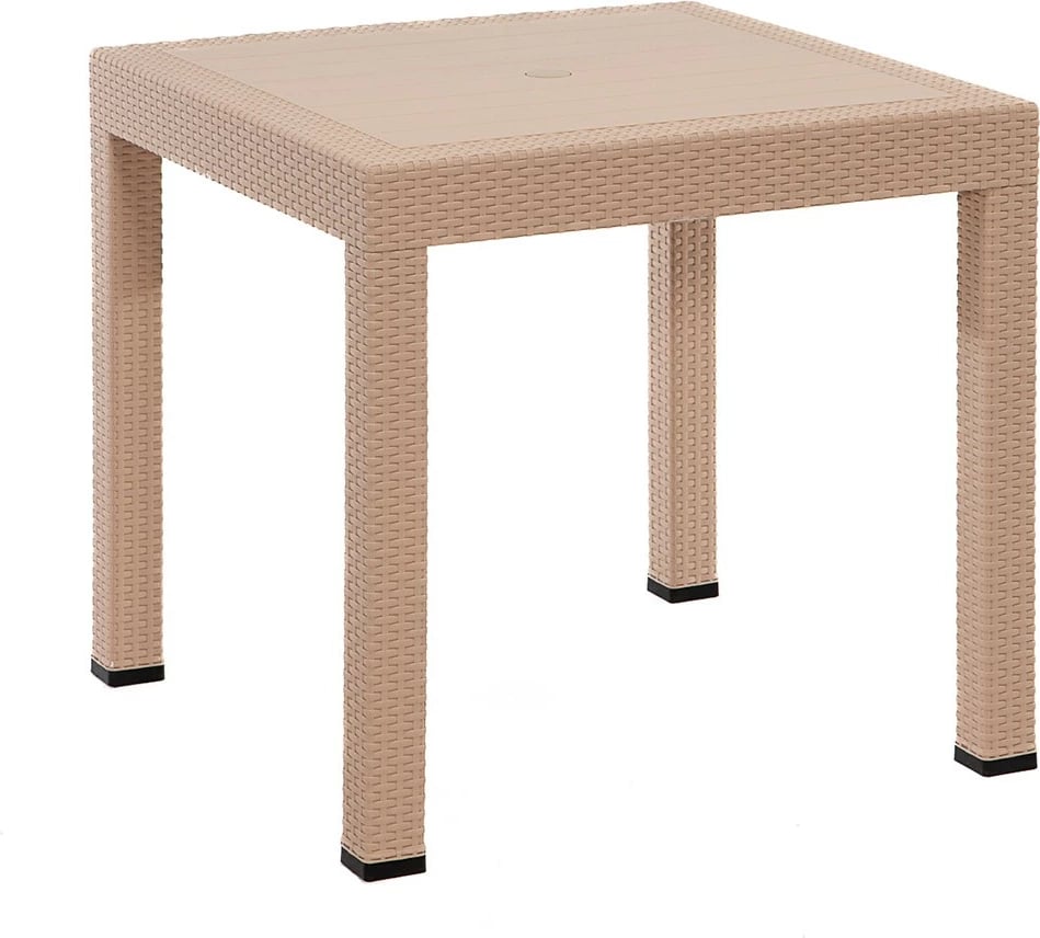 Tavolinë me karrige për terasë, 5 copë, Skye Decor, ratan, ngjyrë kapuçino, 80x80cm