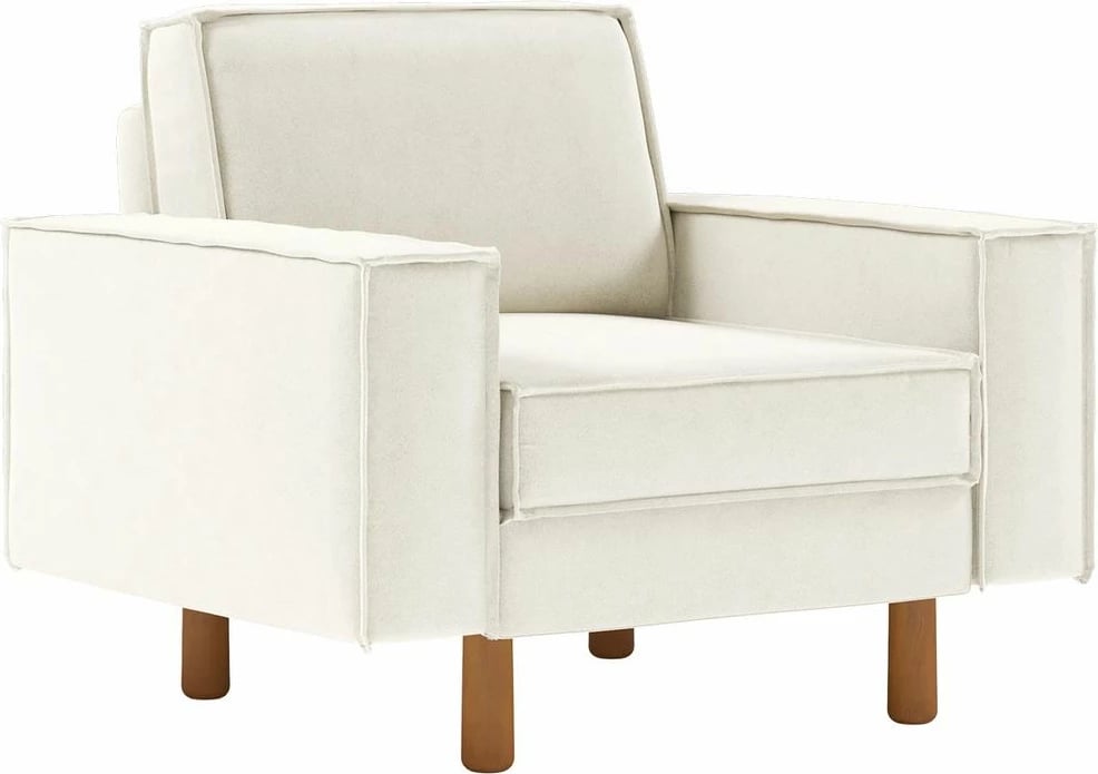 Fotelje një vendi Sparrow 1, ngjyrë Milk Froth, këmbë dru arrë