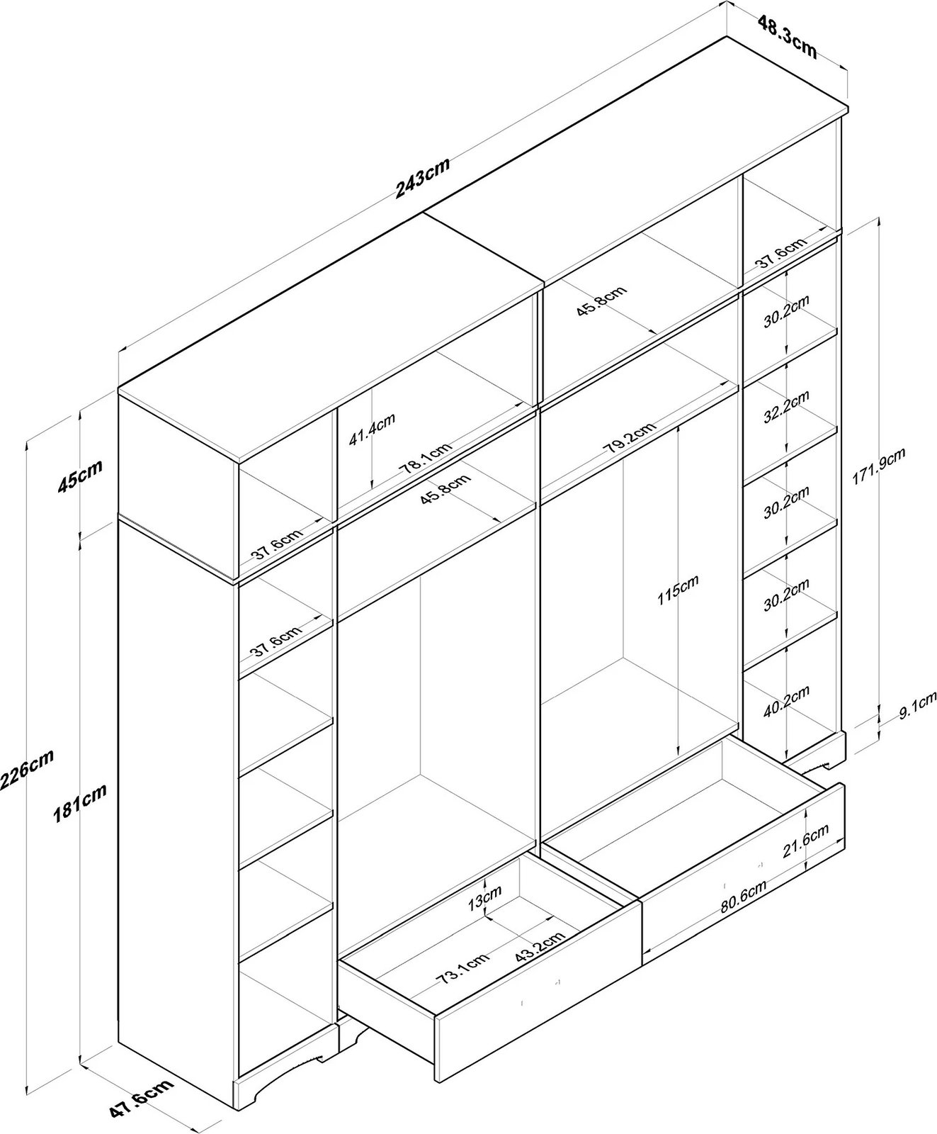Dollap i bardhë për rroba, Skye Decor, BA133 - 3851