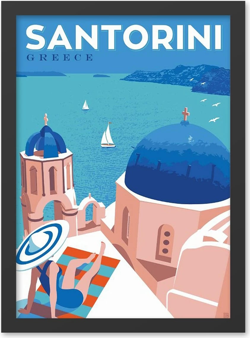 Pikturë dekorative MDF me kornizë, Santorini, 40x55cm