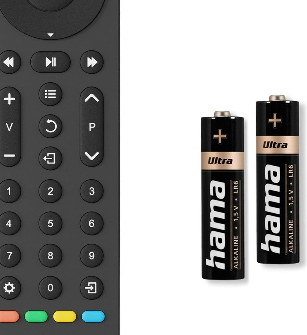 Pilot universal Hama 221055 për TV, 8 pajisje, butona Netflix/Prime Video, i zi