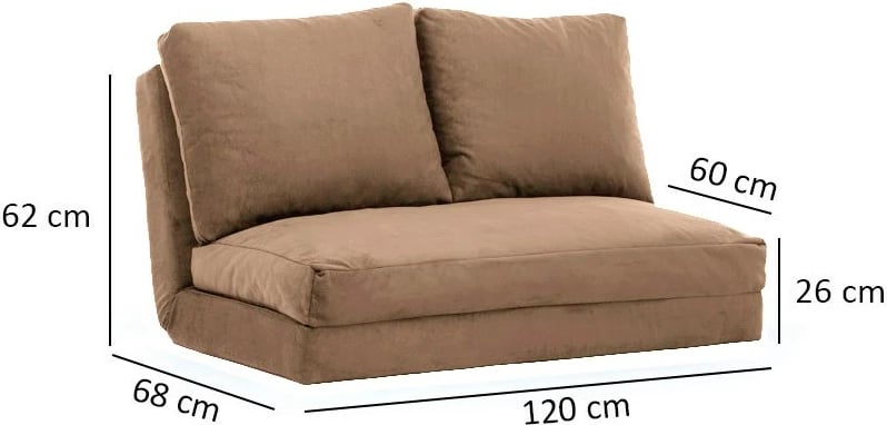 Divan-krevat 2 vende, Atelier del Sofa, Taida, ngjyrë kafe e çelët
