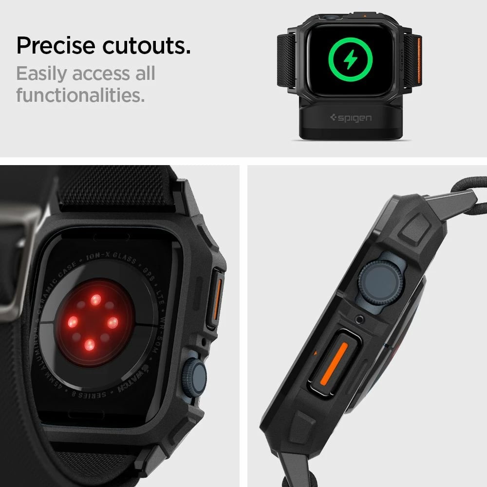 Mbështjellës Spigen Lite Fit Pro me rrip për Apple Watch 4/5/6/7/8/9/SE 44/45mm, e zezë Mbështjellës Spigen Lite Fit Pro me rrip për Apple Watch 4/5/6/7/8/9/SE 44/45mm, e zezë