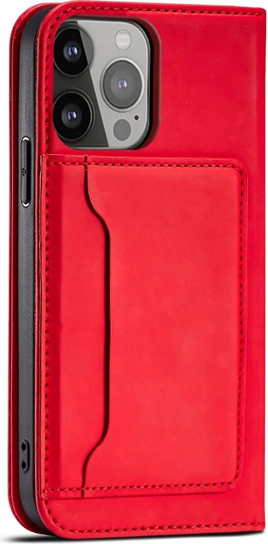 Mbështjellës Hurtel Magnet Card Case për iPhone 14, portofol, qëndrim, e kuqe