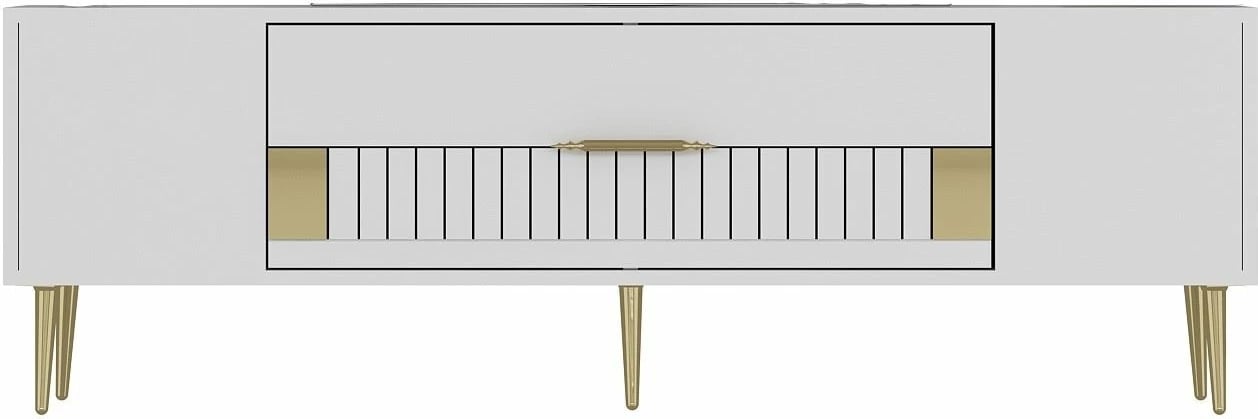Komodë TV, ngjyrë e bardhë dhe ari, Skye Decor, Dekolp4