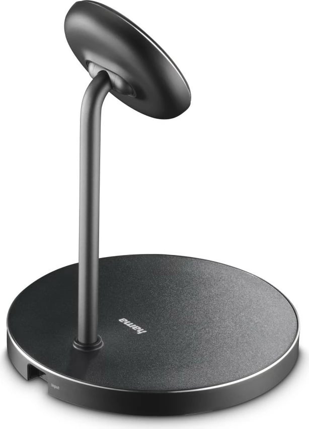 Karikues pa tela me magnet tavoline, Hama 201737, Qi2 Fast Charge 15W, mbajtës i rregullueshëm 0–65° me rrotullim 360°, 2x USB-C, i zi