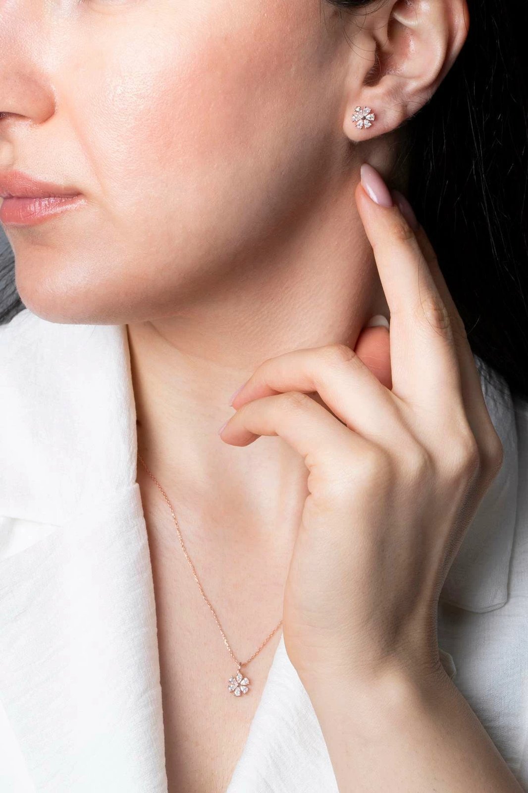 Set varëse dhe vathë argjendi, ngjyrë ari rozë, Jumeon, ELKMD50596R