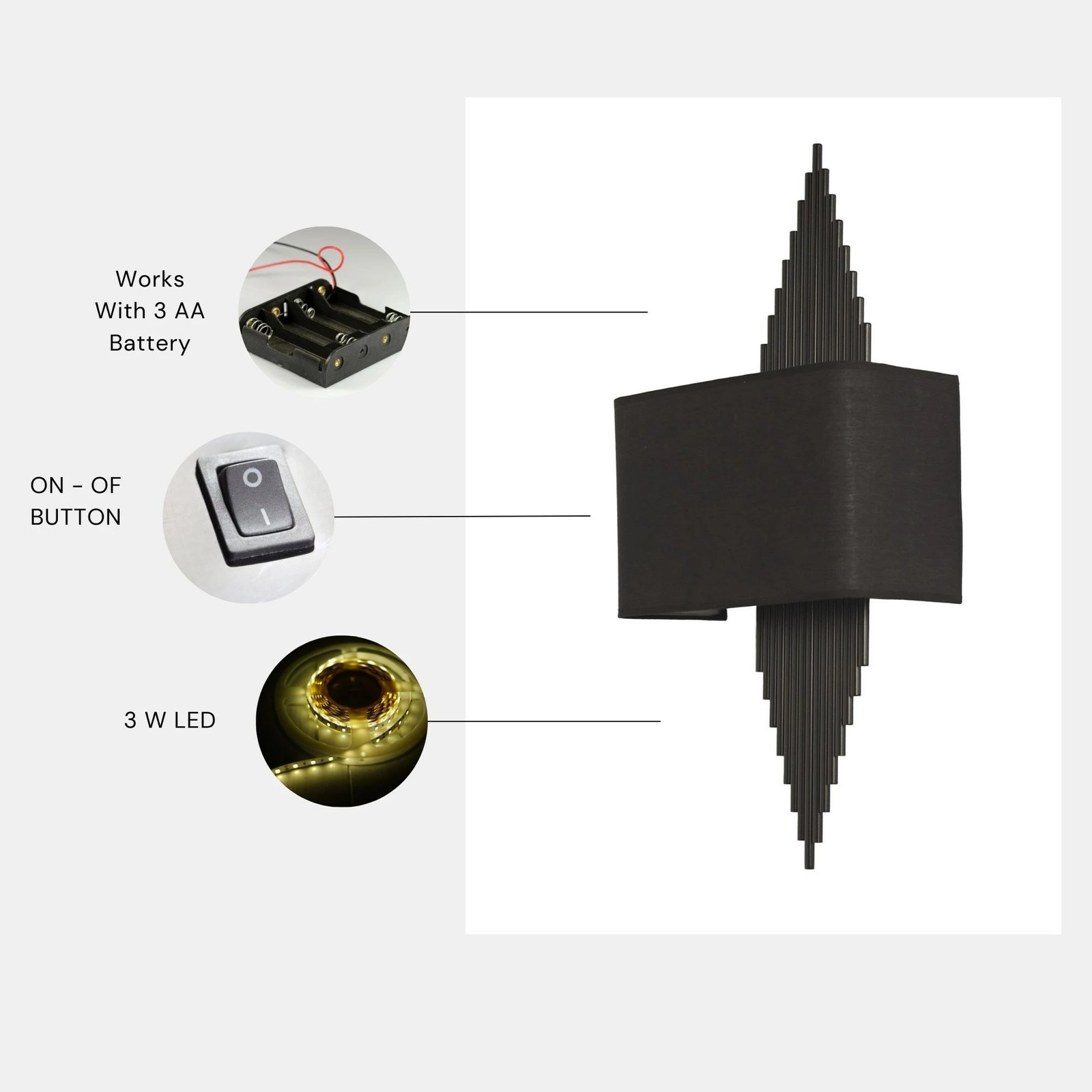 Llambë muri Opviq, Hande - 8764-2P, e zezë