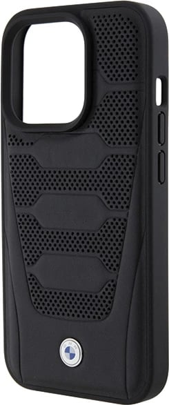 Mbështjellës BMW Leather Seats Pattern për iPhone 15 Pro Max, i zi