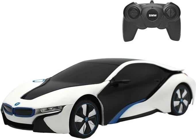 Makine me telekomandë RASTAR BMW i8 1:24, UV-sensitive, e bardhë/verdhe