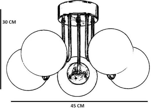 Llambë tavani Opviq Pablo, 5 drita, metal e bardhë me qelq, ngjyrë ari