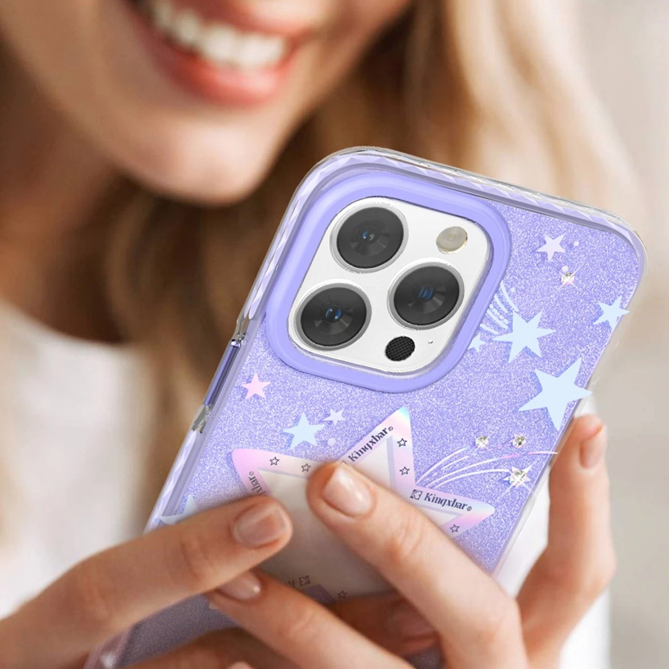 Mbështjellës Kingxbar Heart Star Series për iPhone 14 Plus, vjollcë star