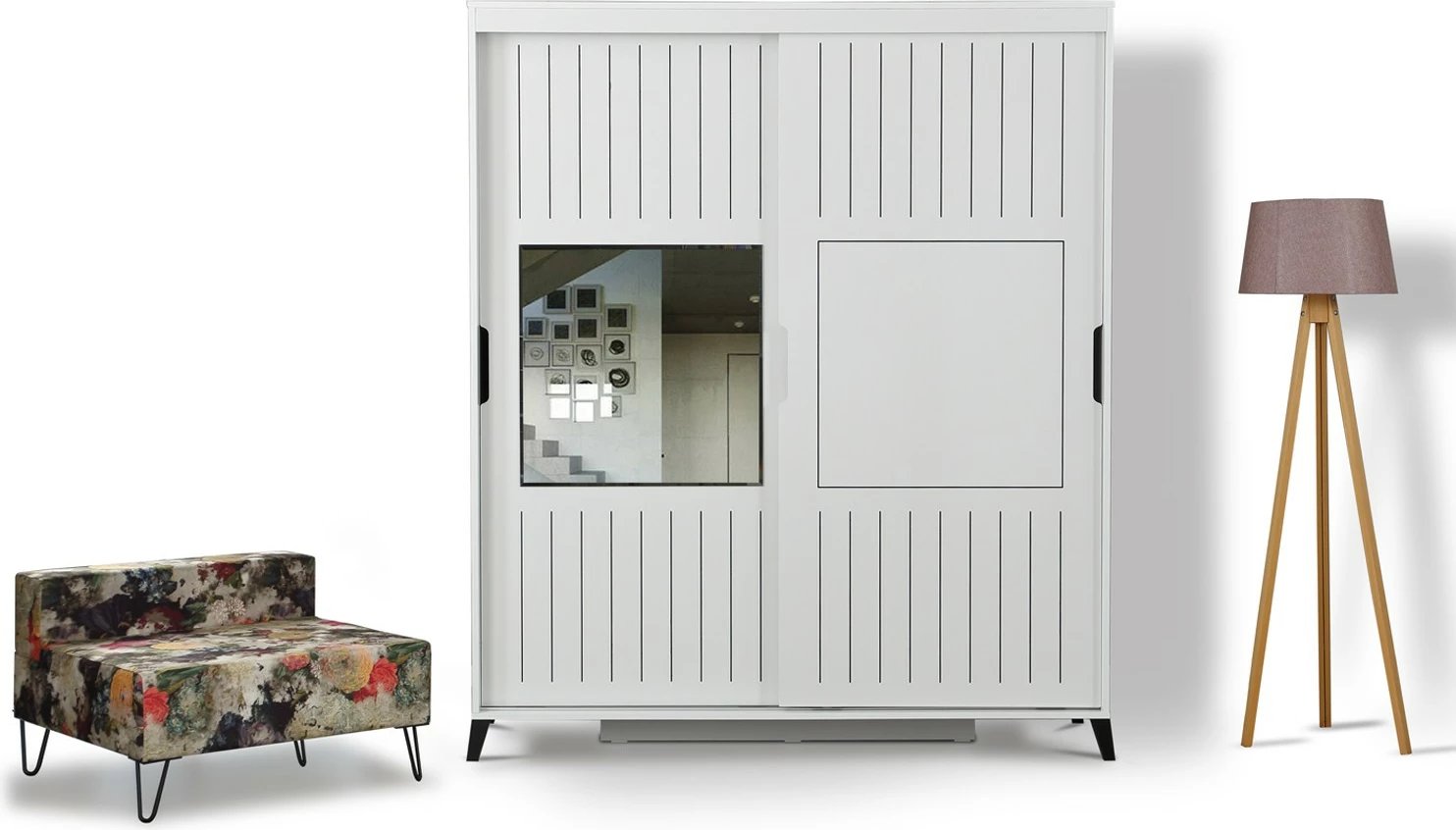 Dollap i bardhë Skye Decor, Pasific Home Fuga 190, me pasqyrë