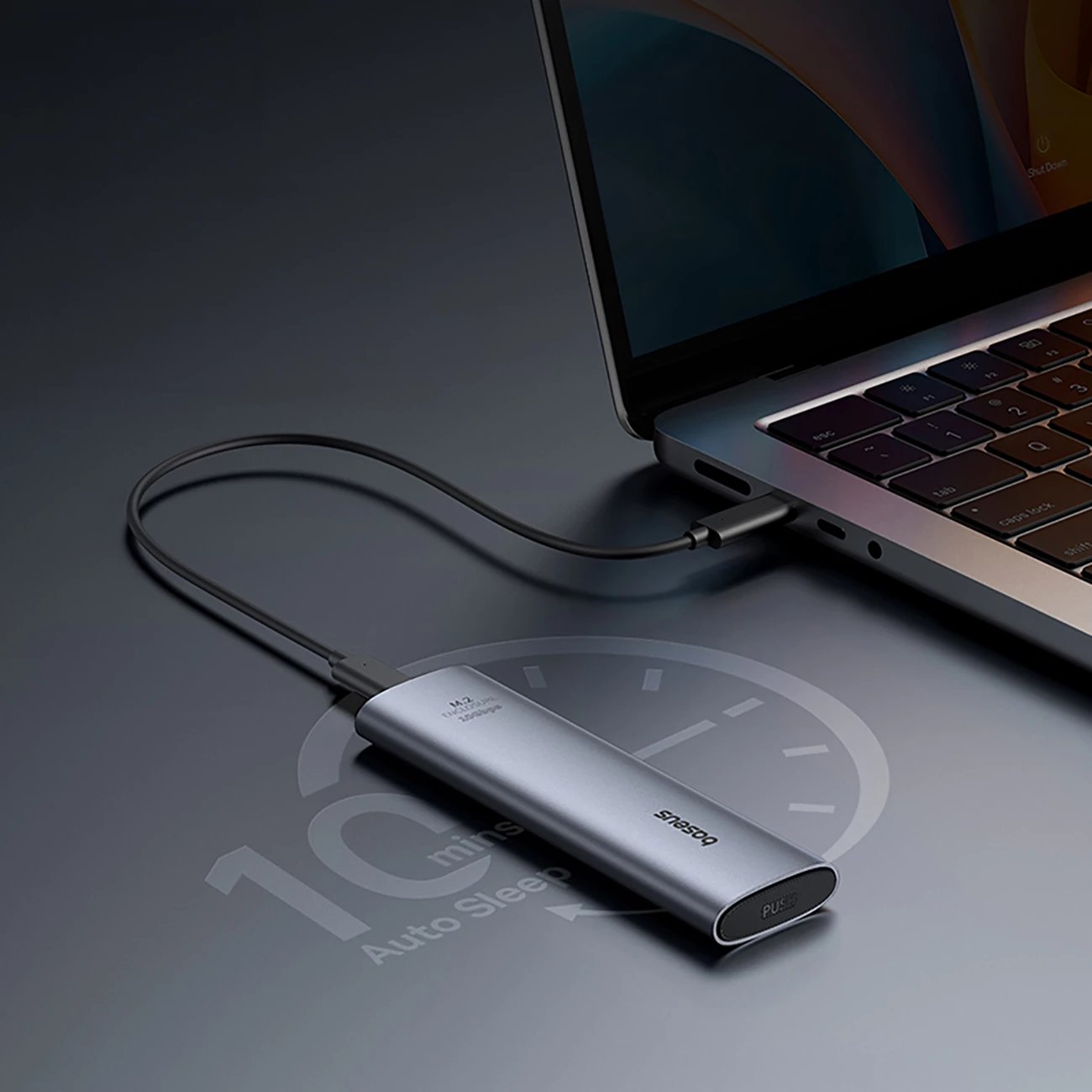 Kasë Baseus FlyJoy për SSD M.2 NVMe, 10Gb/s, Gri