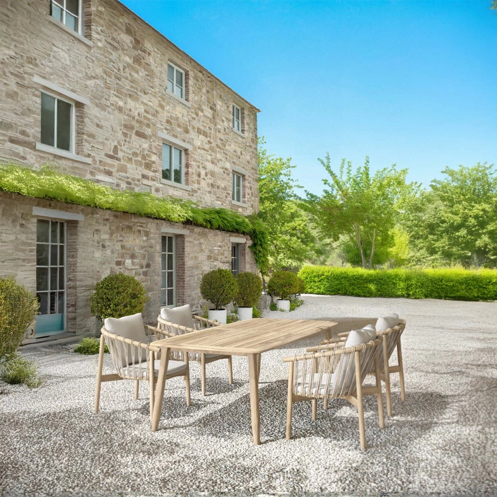 Tavolinë Corda, dru akacie, natyrale, 220x100x75cm