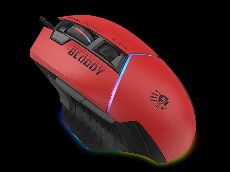 Mausi për lojëra A4tech Bloody W95Max, USB, me dritat RGB dhe ngjyrë të zeza-kuqe