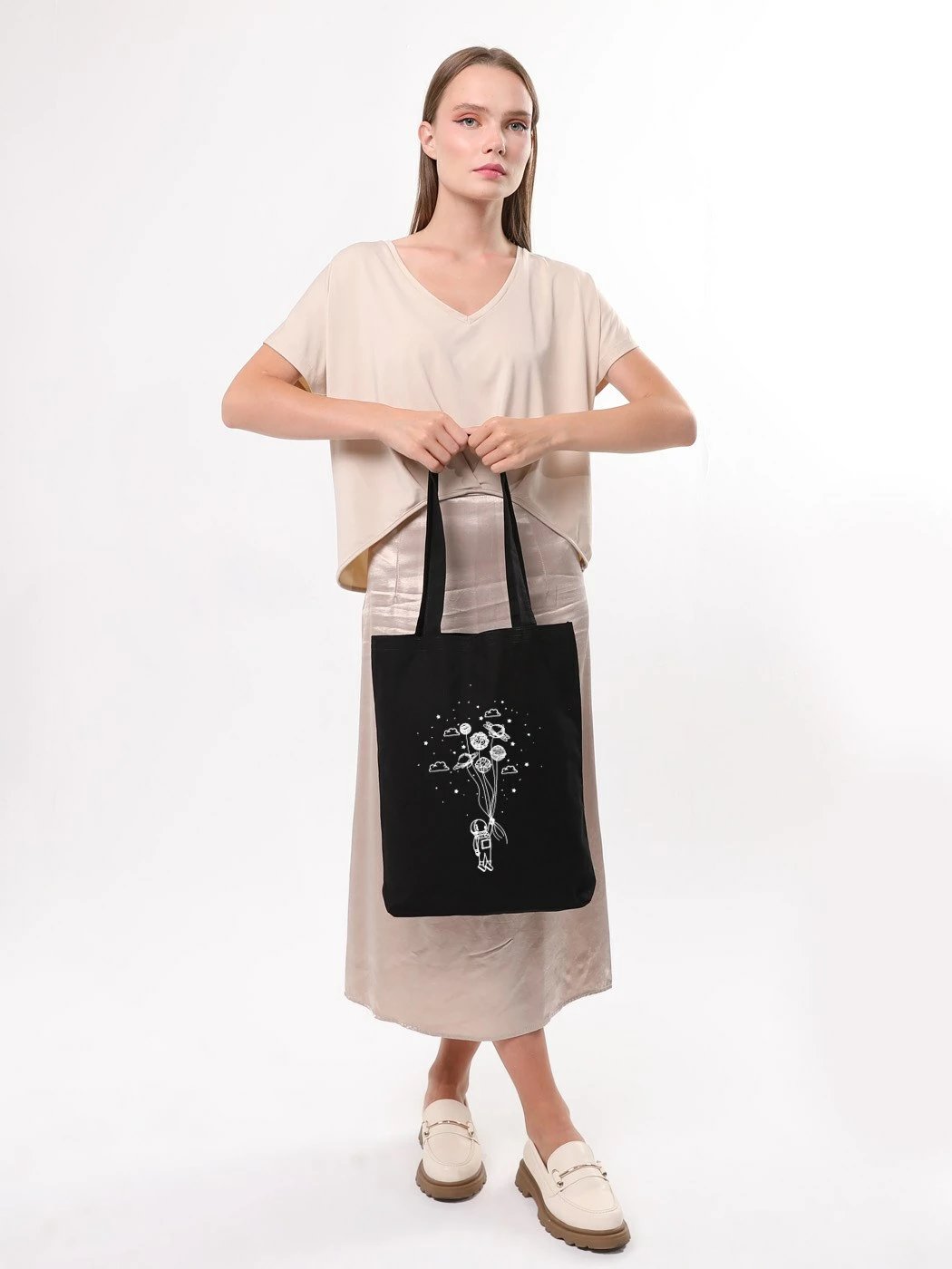 Torbë tote Zoozie Bags, e zezë, 35x40x8cm, 1436