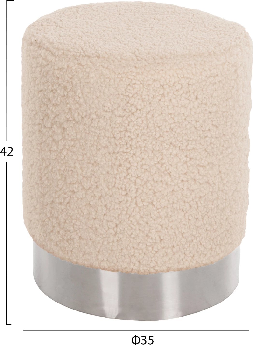 Karrige për bar LEVY FH8408.23, pëlhurë boucle, bazë argjendi, Φ35x42H cm