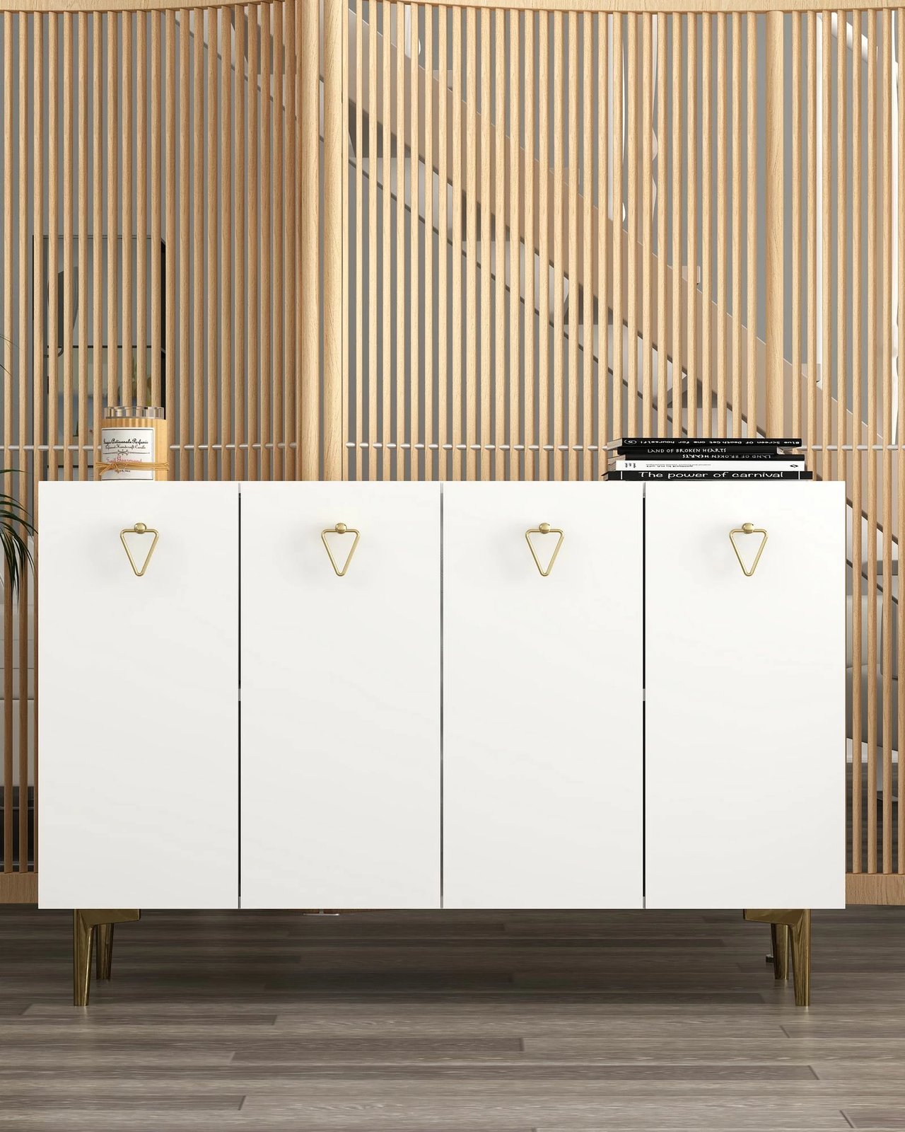 Konsolë Skye Decor, Leyla, e bardhë dhe e artë