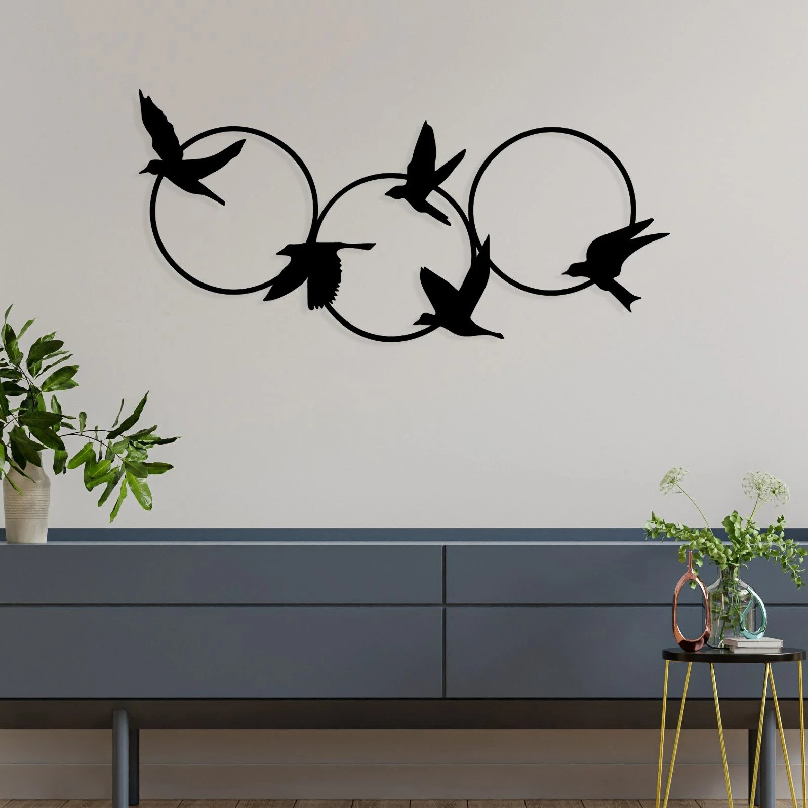 Aksesor dekorativ metalik për mur Wallity, Tranquila, ngjyrë e zezë