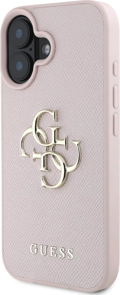 Mbështjellës Guess Grained Big 4G Logo Small Classic Logo për iPhone 16, Rozë Mbështjellës Guess Grained Big 4G Logo Small Classic Logo për iPhone 16, Rozë