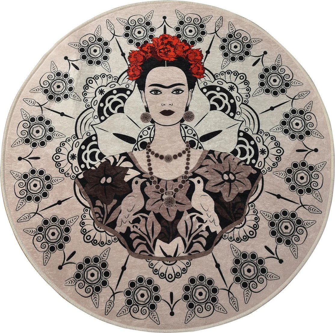 Tapet banjoje i rrumbullakët Frida, shumëngjyrësh, 140cm