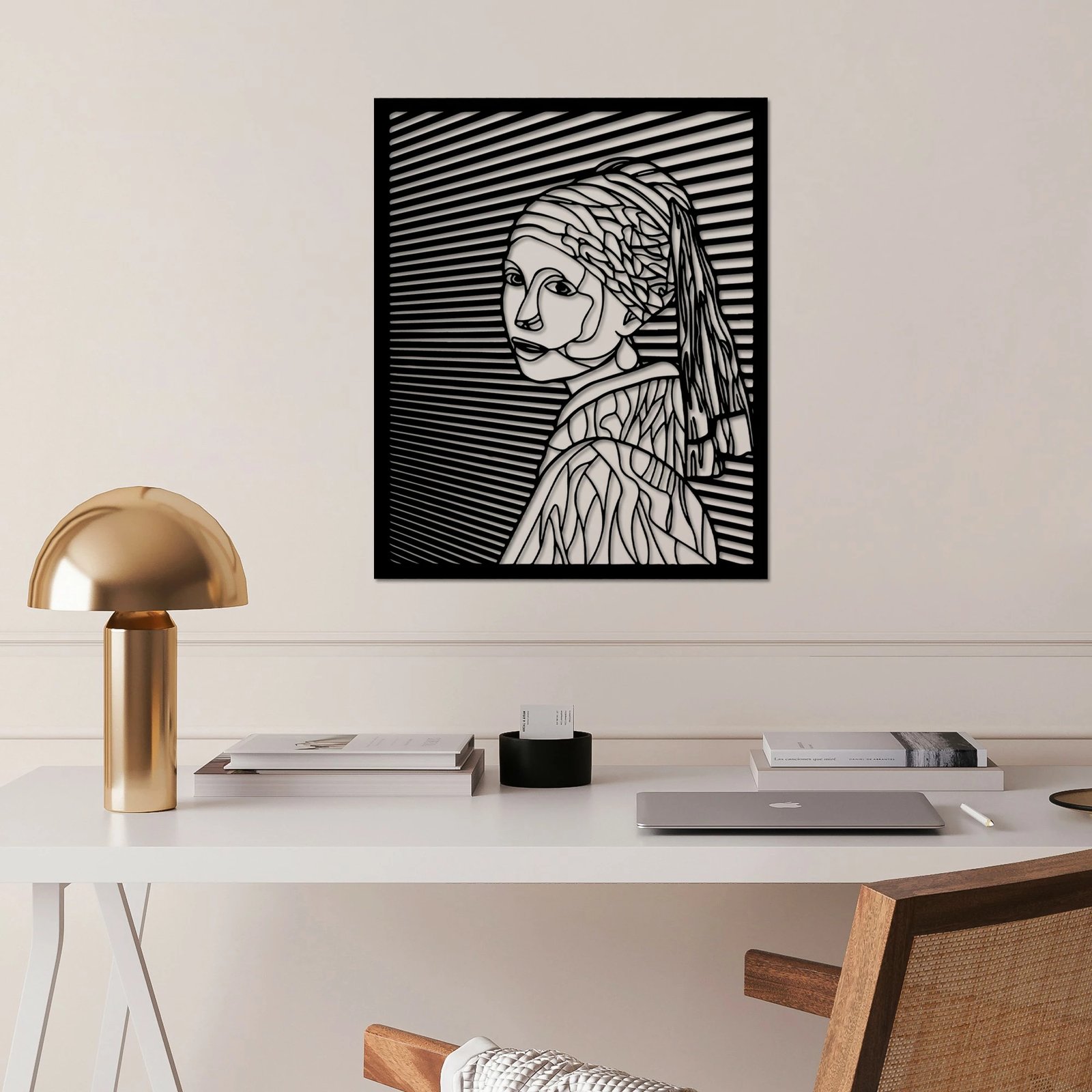 Aksesor dekorativ metalik për mur, Wallity, Vermeer, ngjyrë e zezë, 45.5x56cm