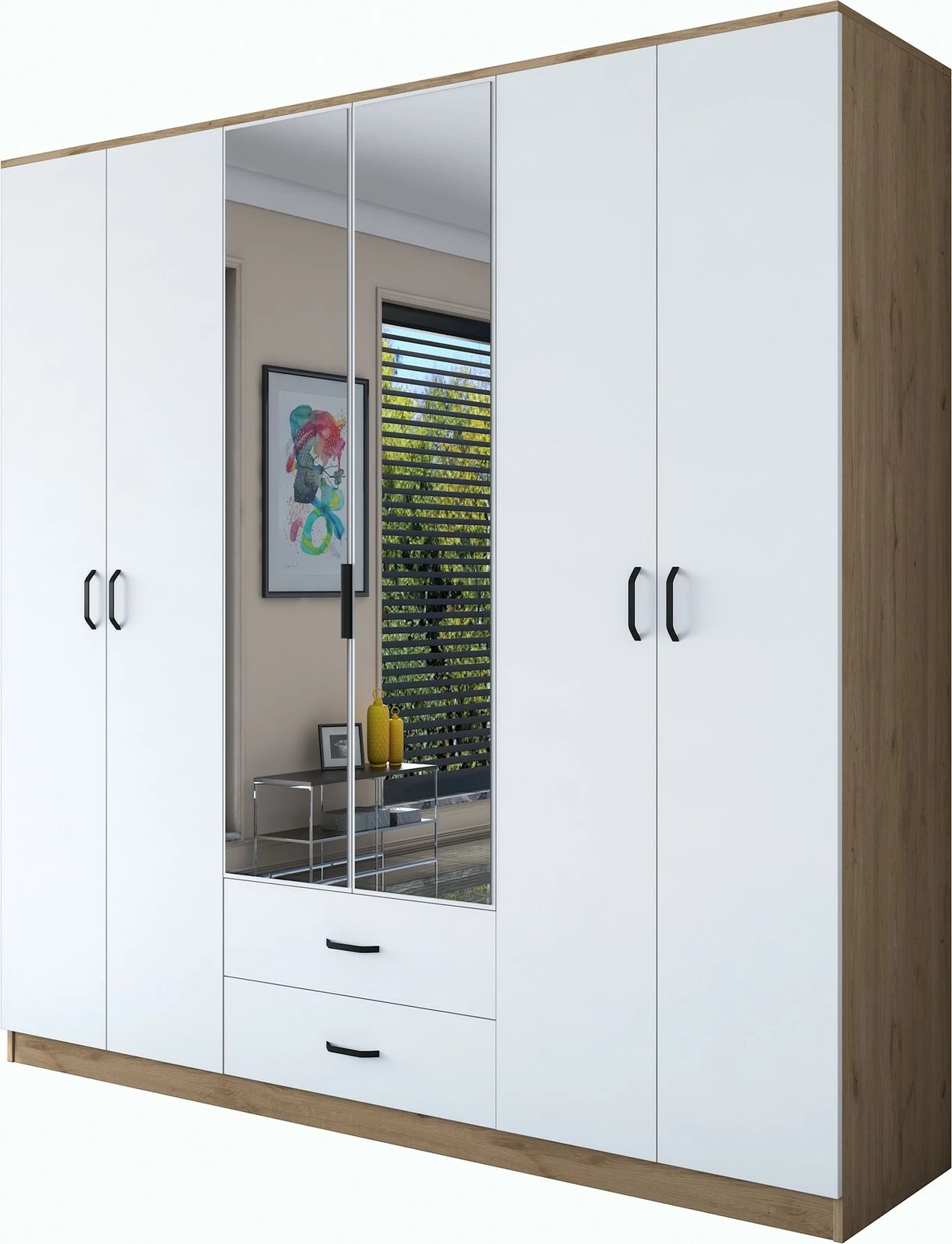 Dollap Skye Decor, ngjyrë arre dhe e bardhë, BA130 - 3049