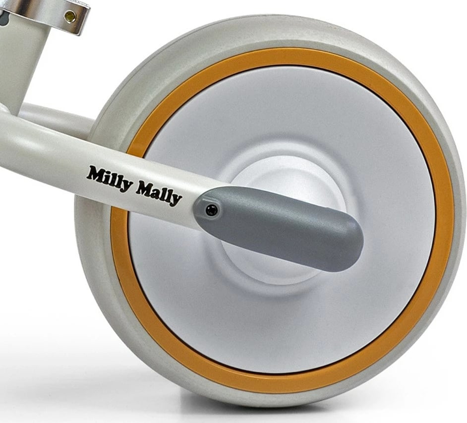 bicikletë pa pedale, Milly Mally, Skippy, kornizë çeliku, rrota EVA pa shpim, sedile e rregullueshme, 18+ muaj, ngjyrë e bardhë