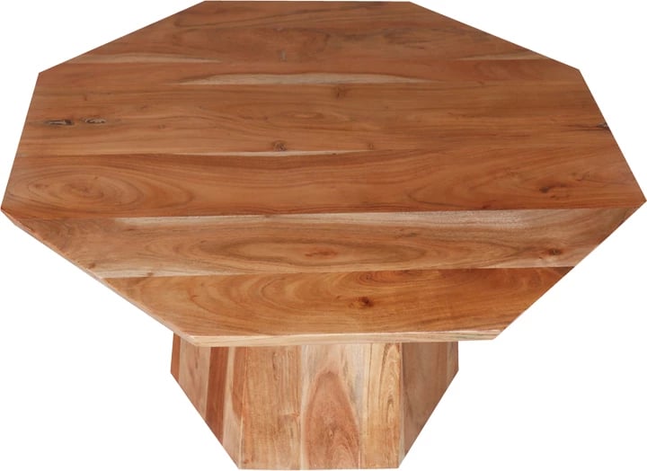 Tavolinë kafeje oktagonale, dru akacie, ngjyrë natyrale, D80x45cm
